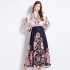 Real time stock | 2024 early spring retro palace style V-neck single breasted lantern sleeve cinched waist long dress