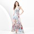 2024 Spring/Summer - Retro Deep V-neck Lantern Sleeve Wave Edge Wide Swing Painted Printed Long Dress