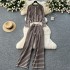 Mingyuan Xiaoxiangfeng set, women's high-end versatile round neck striped knitted cardigan+sweater casual wide leg pants