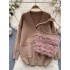 Light luxury high-end knitted suit for women's autumn and winter knitted cardigan jacket+plush camisole strapless vest