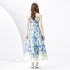 2024 Spring/Summer - Retro Stand cut V-neck Sleeveless Wide Swing Printed Long Dress