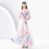 2024 Early Spring - Vacation One Shoulder Lotus Leaf Edge Holiday Printed Long Dress