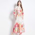 Original in stock | 2024 early spring new palace style stand up collar flower dress with single breasted design, long skirt