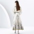 2024 Early Spring - Vacation Wrap Style V-neck Lantern Sleeve Long Printed Dress