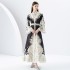 2024- Early Spring Palace Style Trumpet Sleeve Printed Long Lace Dress