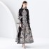 2024 Early Spring - Palace style stand up collar flared sleeve printed long lace dress