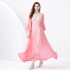 2024 Vacation - Vacation style V-neck flared sleeve pleated wave side length gradient printed dress