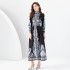 2024 Early Spring - Palace style stand up collar lantern sleeve wave side length retro printed dress