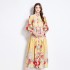 Original in stock | 2024 spring/summer floral ethnic style retro stand up collar lantern sleeve printed dress