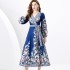 2024 Spring/Summer - Vacation Wrap Style V-neck Lantern Sleeve Long Printed Dress