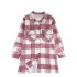 European and American style casual versatile loose checkered printed shirt for women, 2024 autumn mid to long length, slimming long sleeved jacket for women