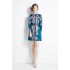 Real shooting spot | 2024 early spring new retro positioning flower shirt collar long sleeved waist slimming short dress