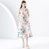 Early Spring 2024- Retro Stand cut V-neck Sleeveless Wide Swing Printed Dress