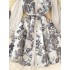 French court style high-end printed dress for women in autumn and winter with bubble sleeves and single breasted design, niche light luxury skirt