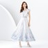 2024 Early Spring - Retro Palace Style V-neck Little Flying Sleeve Waist Wide Swing Printed Long Dress