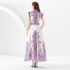 2023 Spring/Summer Palace Style Polo Sleeveless Waist Wide Skirt Printed Long Dress