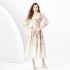 2024 Spring/Summer - Vacation Retro Style V-neck Slimming Lantern Sleeve Painted Long Dress