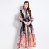 Original in stock | 2024 early spring new palace style stand up collar dress with floral single breasted design, long skirt