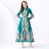 2024 Vacation - Palace style stand up collar lantern sleeve single placket printed long lace dress