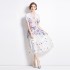 Original Spot | 2024 Spring/Summer New Palace Style Stand up Collar Flower Dress Single breasted Design Long Dress