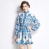 Original in stock | 2024 early spring temperament printed long sleeved retro short dress