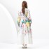 2024 Spring/Summer - Vacation style stand up collar single breasted palace style printed wide swing long dress