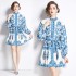 Original in stock | 2024 early spring temperament printed long sleeved retro short dress