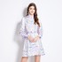 Original in stock | 2024 early spring retro palace style stand up collar single breasted lantern sleeves cinched waist slimming dress