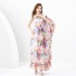 2024 Spring/Summer - Vacation Style One Shoulder Wooden Ear Strap Long Wide Swing Printed Dress