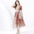 2024 Vacation - Resort Wrap Strap Style V-neck Lantern Sleeve Long Retro Printed Dress