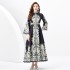 2024 Spring/Summer - Palace style stand up collar flared sleeve single placket printed long lace dress