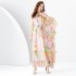 2024 Spring/Summer - Vacation Style One Shoulder Wooden Ear Strap Long Wide Swing Printed Dress