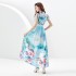 Original Design -2023 Spring/Summer Retro Palace Style V-neck Little Fly Sleeve Long Printed Dress