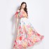 Original shooting | 2024 new ruffled edge one piece collar, waist cinched, big swing beach skirt, split chiffon dress for women