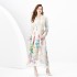 2024 Spring/Summer - Vacation Retro Palace Style V-neck Loose Long Sleeve Tropical Plant Printed Dress