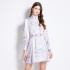 Original in stock | 2024 early spring retro palace style stand up collar single breasted lantern sleeves cinched waist slimming dress