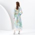 2024 Early Spring - Vacation style stand up collar lantern sleeves wave side length retro printed dress