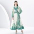 2024 Early Spring - Vacation Wrap Style V-neck Lantern Sleeve Long Printed Dress