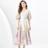 2024 Spring/Summer - Vacation Retro Style V-neck Slimming Lantern Sleeve Painted Long Dress