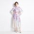 Original in stock | 2024 early spring new fresh temperament flower lantern sleeve stand up collar long dress