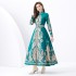 2024 Vacation - Palace style stand up collar lantern sleeve single placket printed long lace dress