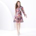 2024 Vacation - Colorful Flower V-neck Mushroom Edge Strap Shrink Fold Wide Swing Printed Mini Dress Two Piece Set