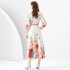 2024 Early Spring - Vacation Style Flip Collar Lantern Sleeve Retro Painted Printed Mini Dress