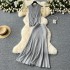 Korean fashion versatile slim fit sleeveless vertical knit top two-piece set for women's high waist slimming fish tail skirt