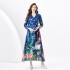 2024 Spring/Summer - Vacation Retro Palace Style V-neck Loose Long Sleeve Tropical Plant Printed Dress