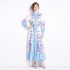 Original shooting | 2024 spring/summer new style temperament lapel slim fit medium long printed shirt collar dress