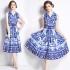 Original spot | 2024 gentle French retro sweet slimming waist cinching Hepburn style temperament big swing dress for women