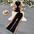 High end light mature commuting suit pants for women in autumn fashion, contrasting lace long sleeved suit jacket, high waisted suit pants