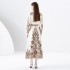 2024- Early Spring Retro Collar Single Front Lantern Sleeve Long Printed Dress