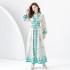 Early Spring 2024- Retro Palace style pleated V-neck lantern sleeves long printed dress